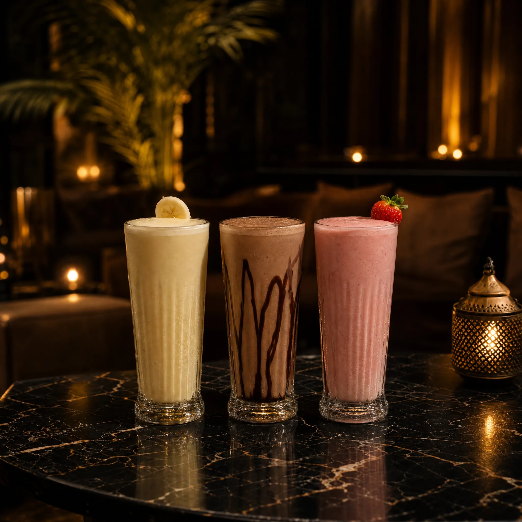 Drei Bananen-Milchshakes im Palms Lounge Stil